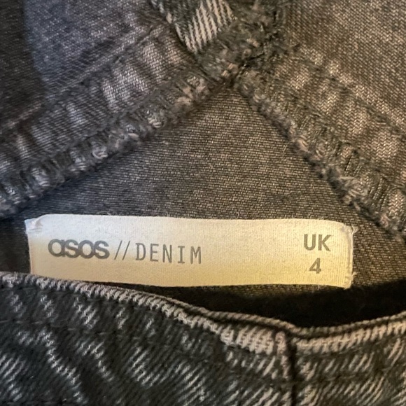 ASOS Black Washed Factory Faded Quality Denim Overalls Size US 0 Size UK 4 - Picture 3 of 5